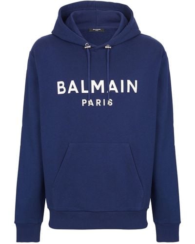 Balmain Logo Hoodie - Blue