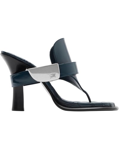 Burberry Calf Leather Bay Sandals - Blue