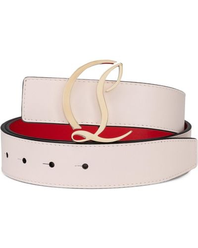 Christian Louboutin Cl Logo Leather Belt - White