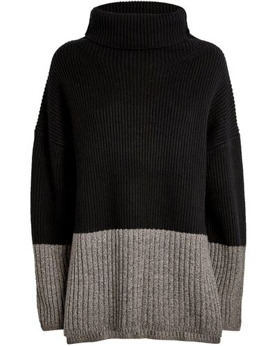 JOSEPH Merino Wool-cashmere Colour-block Sweater - Black