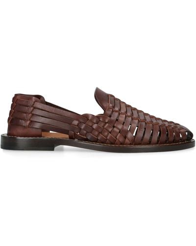 Brunello Cucinelli Leather Woven Loafers - Brown