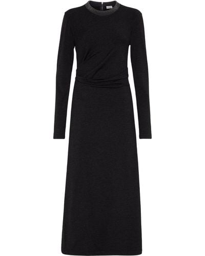 Brunello Cucinelli Stretch-virgin Wool Maxi Dress - Black