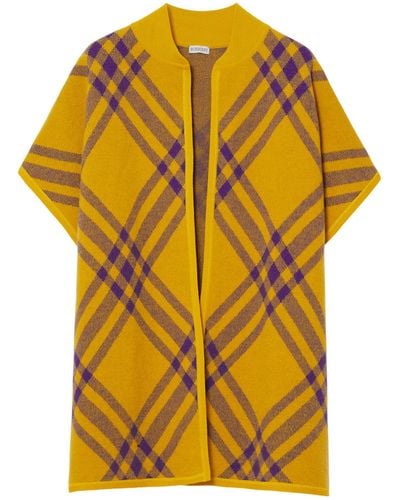 Burberry Wool Check Cape - Yellow