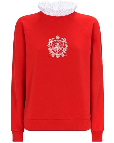 Sandro Lace Collar Sweatshirt - Red