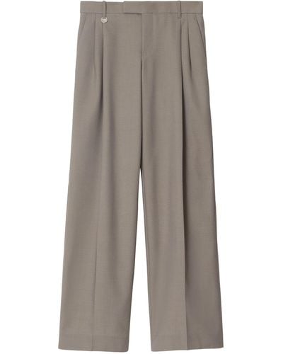 Burberry Wool Tailored Trousers - Grey