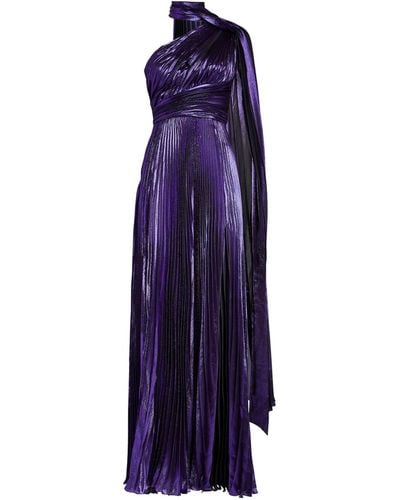 Zuhair Murad One-shoulder Pleated Gown - Purple