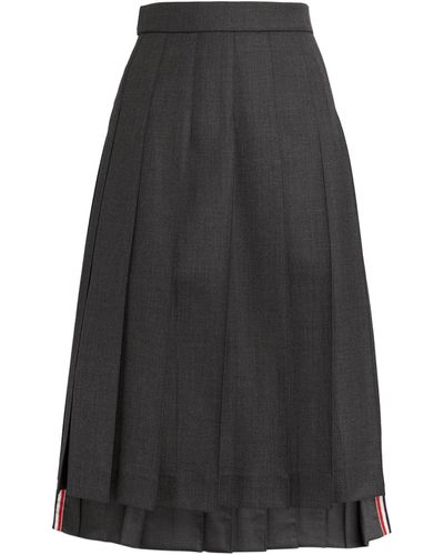 Thom Browne Pleated Midi Skirt - Black