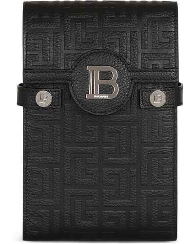 Balmain Calfskin Cross-body Smartphone Holder - Black