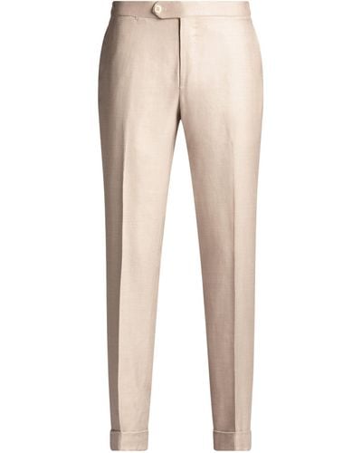 Isaia Silk And Cashmere Tailored Trousers - Natural