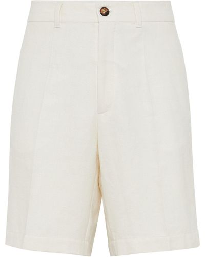 Brunello Cucinelli Linen-silk-blend Bermuda Shorts - White