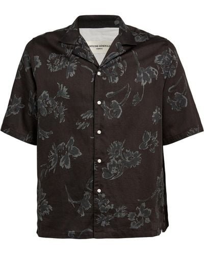 Officine Generale Floral Print Shirt - Black