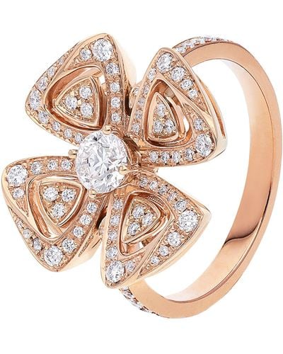 BVLGARI Rose Gold And Diamond Fiorever Ring - Pink