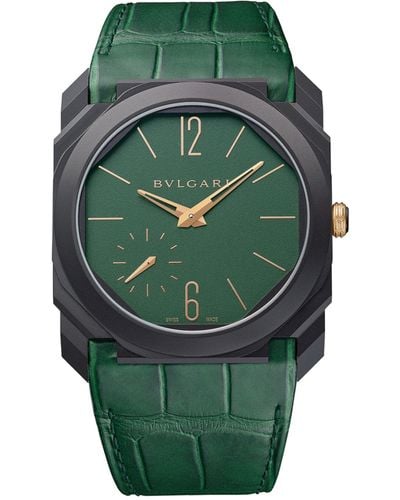 BVLGARI Titanium And Carbon Octo Finissimo Watch 40mm - Green
