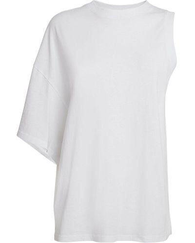 A.W.A.K.E. MODE Asymmetric One-sleeve T-shirt - White