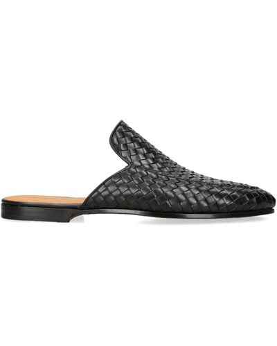 Magnanni Leather Woven Mules - Black