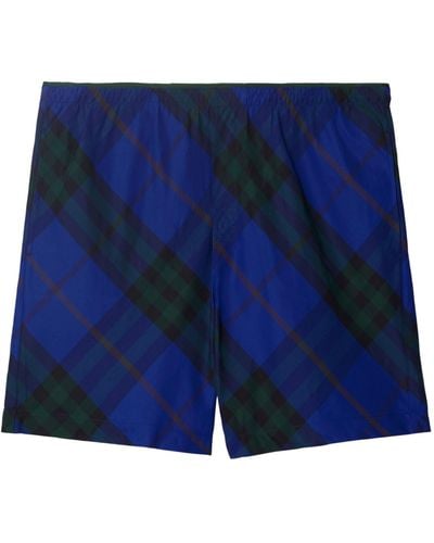 Burberry Check Print Swim Shorts - Blue