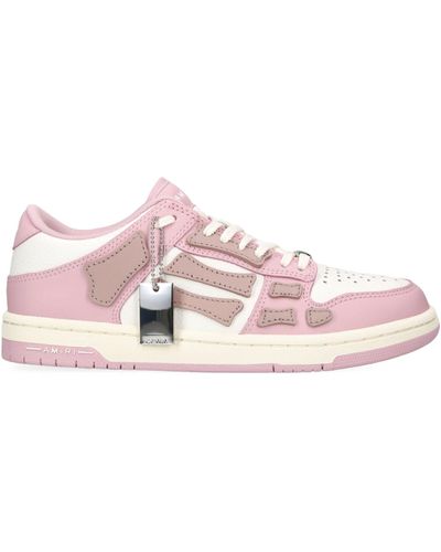 Amiri Skel Paneled Leather Low-top Sneakers - Pink