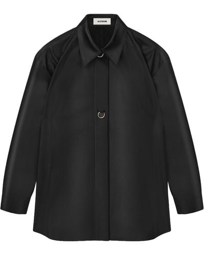Aeron Leather Feather Shirt - Black