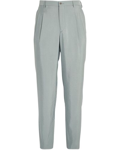 Giorgio Armani Silk-blend Tailored Pants - Gray