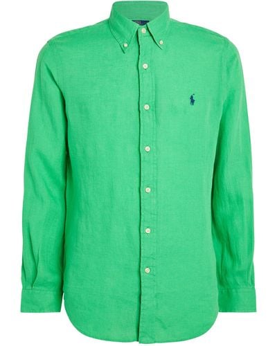 Polo Ralph Lauren Linen Polo Pony Shirt - Green