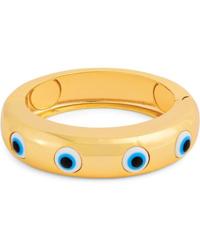 Timeless Pearly Gold-plated Evil Eye Bangle - Metallic