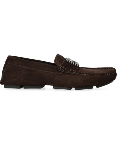 Dolce & Gabbana Suede Dg Driving Shoes - Brown