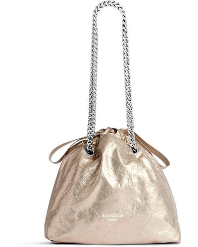 Balenciaga Small Leather Crush Tote Bag - Natural