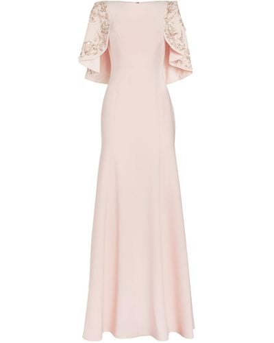 Jenny Packham Embellished Anemone Cape Gown - Pink
