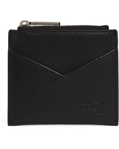 MM6 by Maison Martin Margiela Leather Folded Zipped Card Holder - Black
