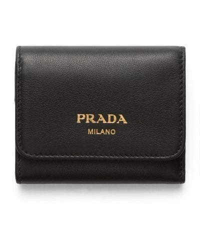 Prada Small Leather Trifold Wallet - Black