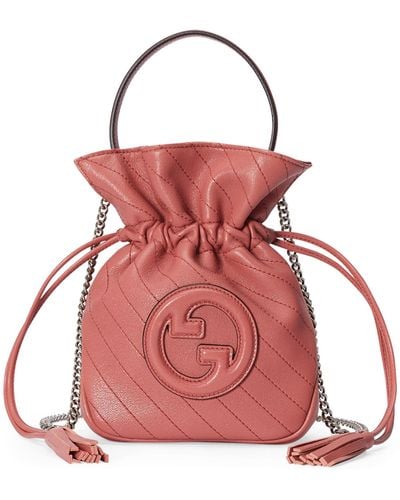 Gucci Mini Leather Blondie Bucket Bag - Red