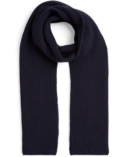 Harrods Cashmere Ribbed Scarf - Blue
