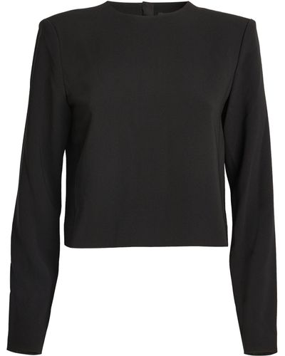 Theory Cropped Long-sleeve Blouse - Black
