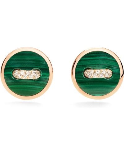 Pomellato Rose Gold, Diamond And Malachite Pom Pom Dot Earrings - Green