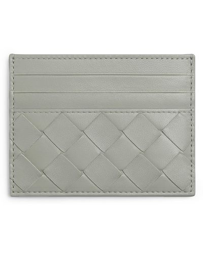 Bottega Veneta Leather Intrecciato Card Holder - Grey