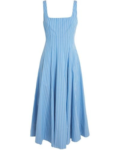 STAND Stretch-cotton Wells Midi Dress - Blue