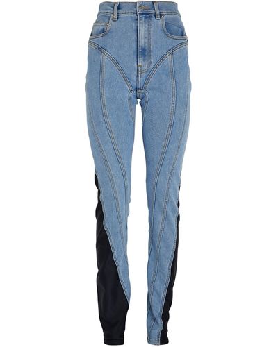 Mugler Panelled High-rise Skinny Jeans - Blue