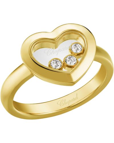 Chopard Yellow Gold And Diamond Happy Diamonds Icons Ring - Metallic