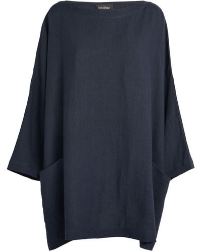 Eskandar Linen Long-sleeve Blouse - Blue