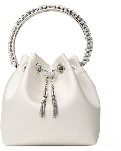 Jimmy Choo Satin Bon Bon Top-handle Bag - White