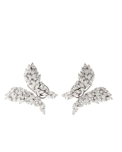 YEPREM White Gold And Diamond Y-not Butterfly Earrings