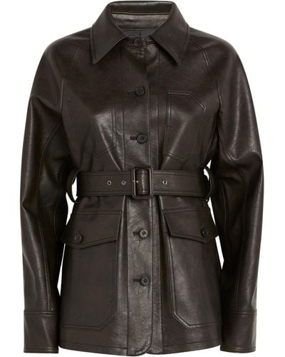 LVIR Faux Leather Belted Jacket - Black