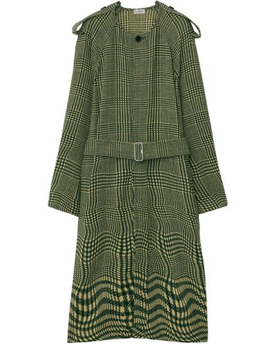 Burberry Wool Warped Houndstooth Coat - Green