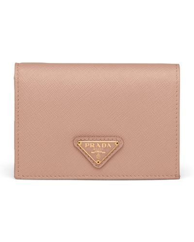 Prada Small Saffiano Leather Bifold Wallet - Natural