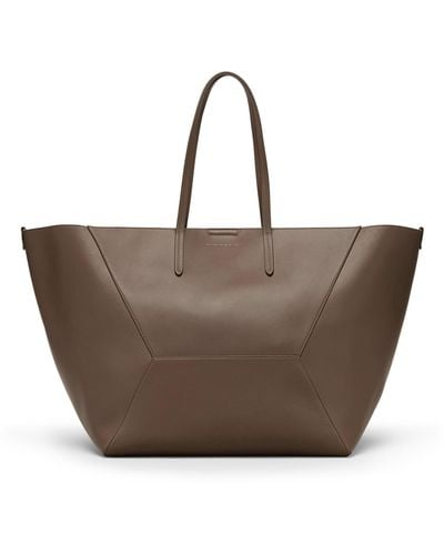 Brunello Cucinelli Leather Shopper Bag - Brown