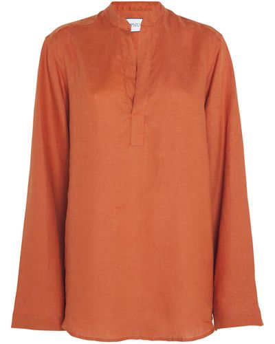 With Nothing Underneath Linen The Ada Top - Orange