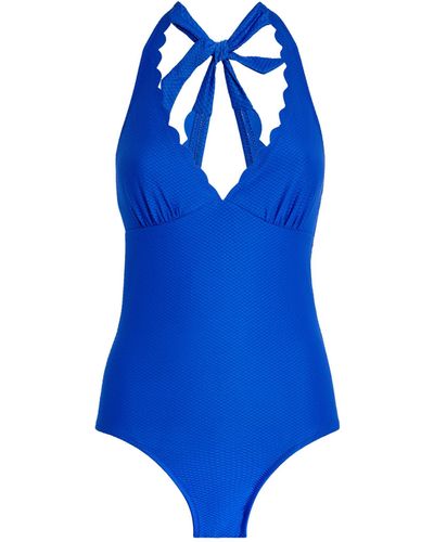 Heidi Klein Forio Scallop Halterneck Swimsuit - Blue