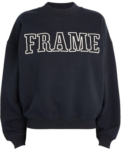 FRAME Fleece Logo-embroidered Sweatshirt - Blue