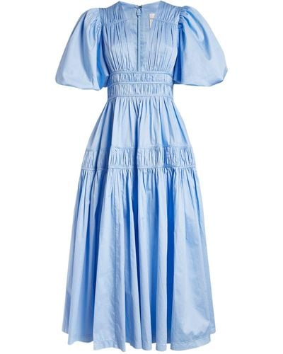 Aje. Cotton Fallingwater Midi Dress - Blue