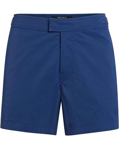 ZEGNA 232 Road Brand Mark Swim Shorts - Blue